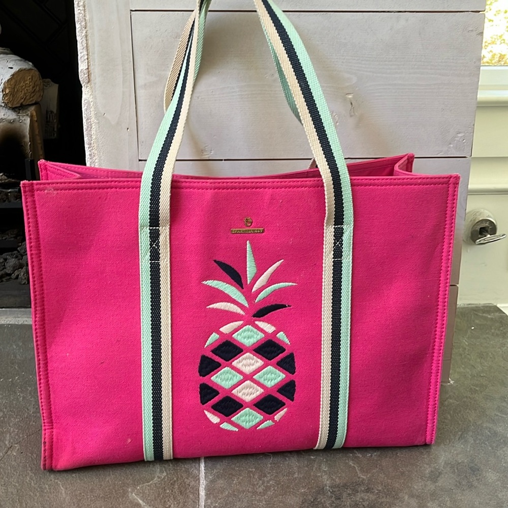 Spartina 449 pink pineapple beach bag